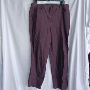 Ruby Rd Denim Jeans sz 12 NWT, Eggplant, Elastic Sides, 30" Inseam, 16" Flat Wst